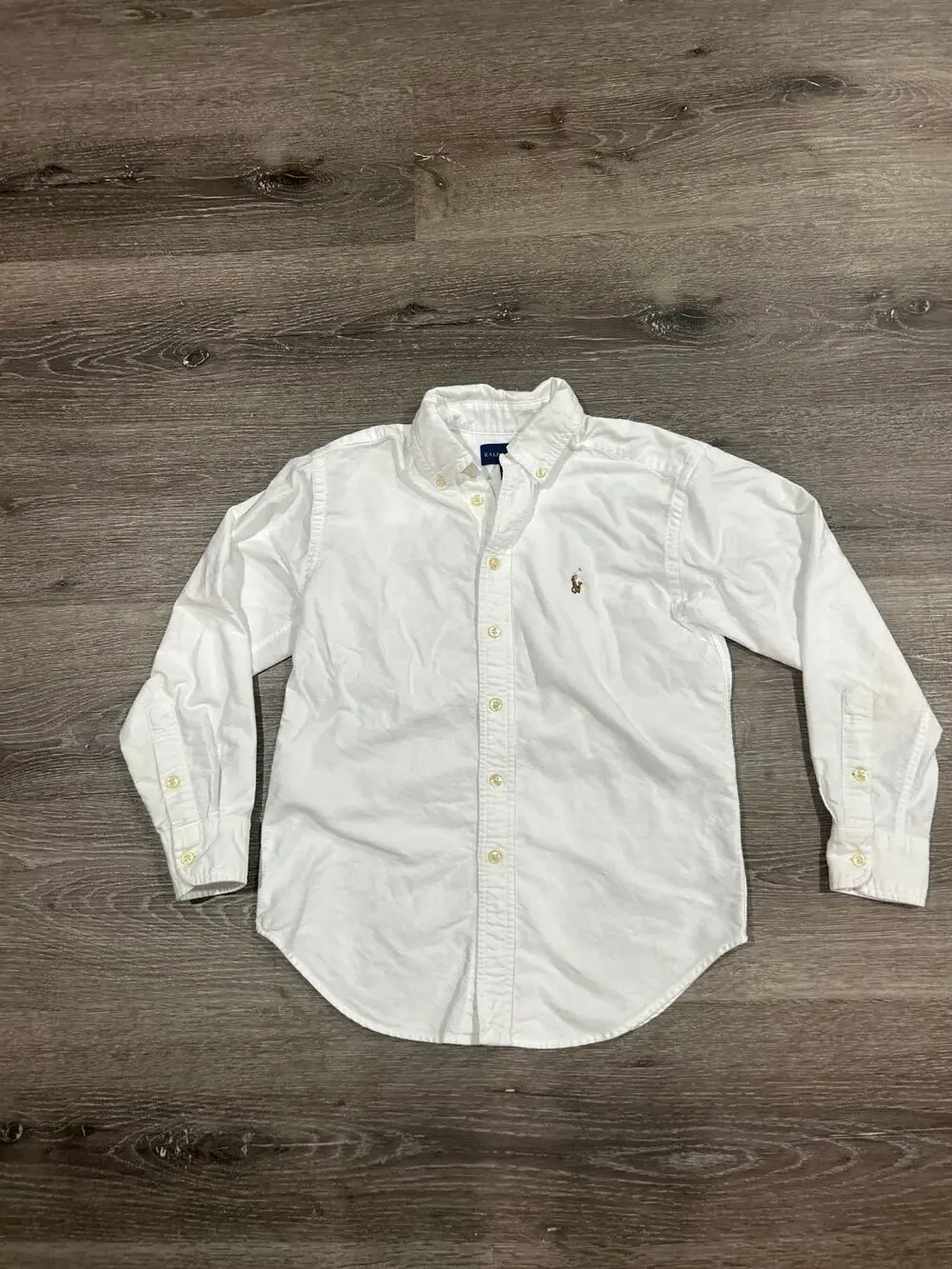 Polo Ralph Lauren Boys White Iconic Oxford Button Down Shirt Size 8 S Pony